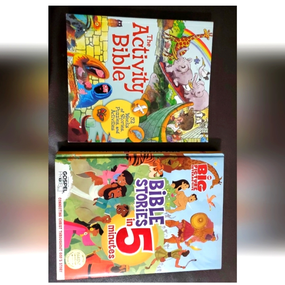 :* Lot of 2 Bible Books Christian Kids activity Bible & 5 minute Bible stories